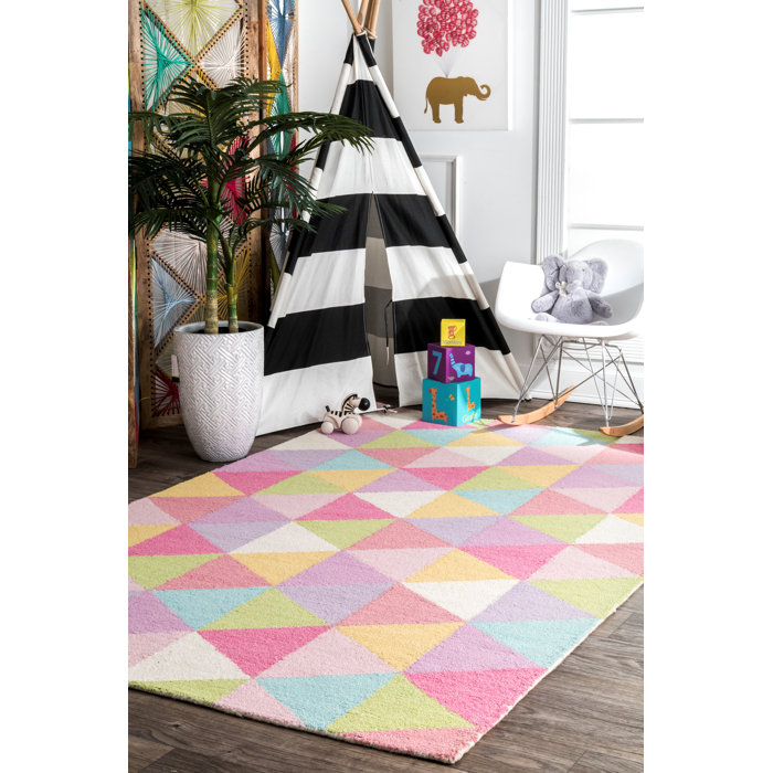Harriet Bee Doughton HandHooked Wool Pink/Yellow Area Rug & Reviews Wayfair